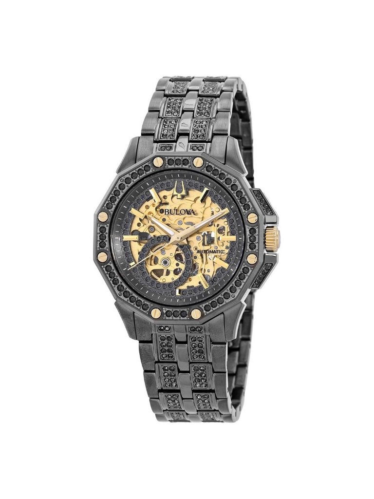 Nwt Bulova Octava Automatic Crystal Gold Skeleton Dial Men's Watch